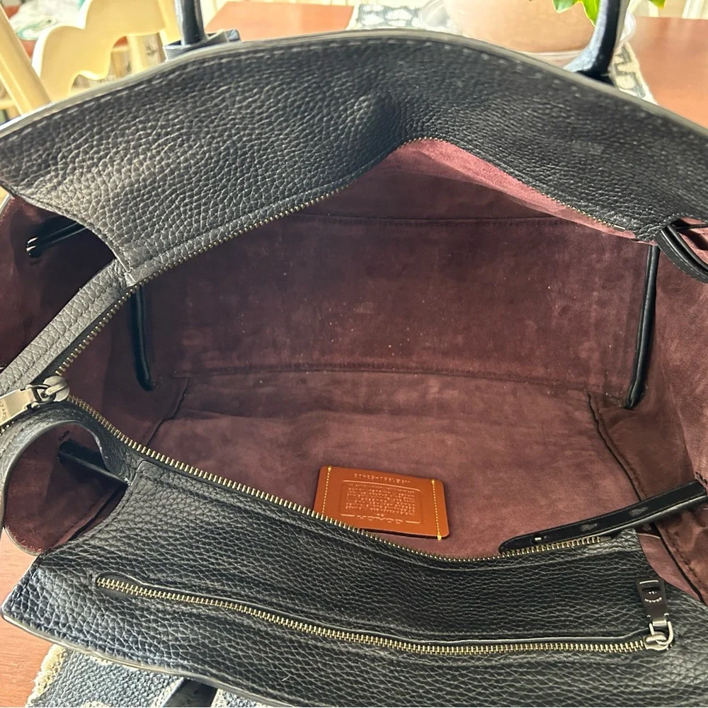 Vintage Coach Black Leather Tote Bag - Picture 6 of 9